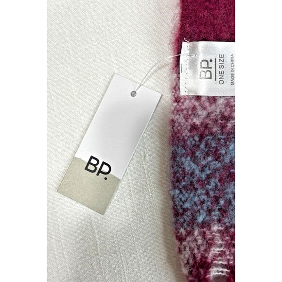 Nordstrom BP Wide Plaid Patterned Scarf Oversized w/ Pockets Blanket Fringe NWT - Picture 4 of 11